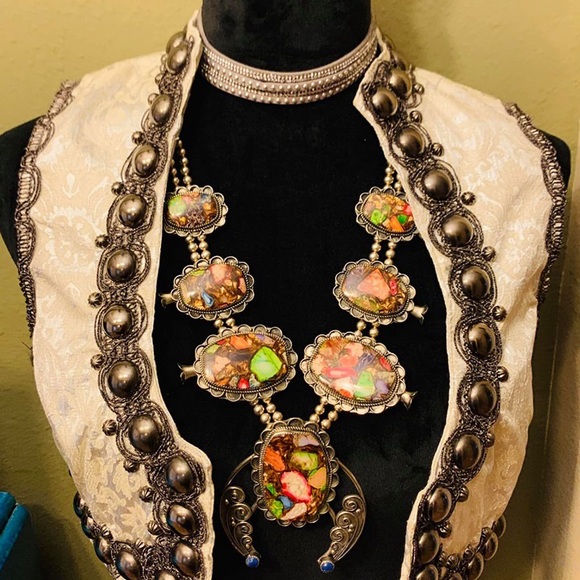 Nickel silver rainbow imperial jasper squash - Picture 1 of 2